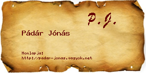 Pádár Jónás névjegykártya
